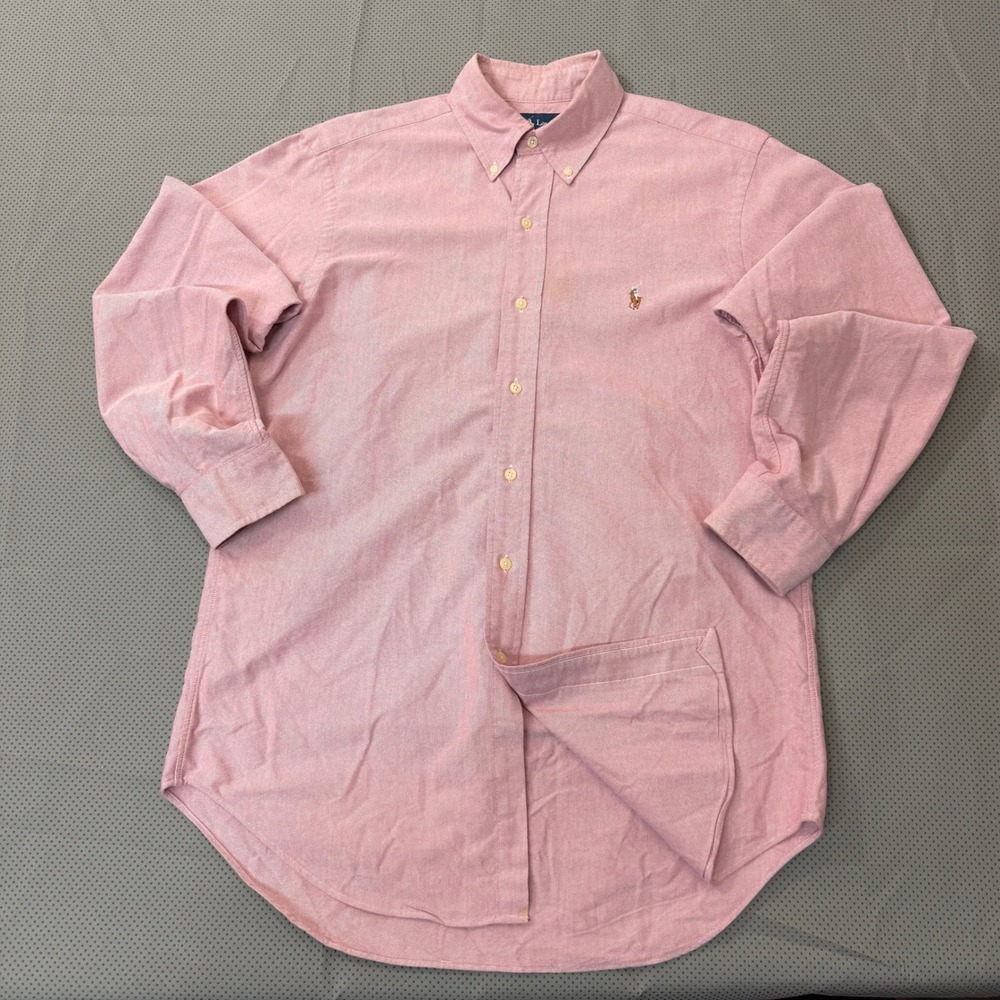 Ralph Lauren Classic Fit Button Down Mens 15 32/33 Red White OCBD Oxford Shirt